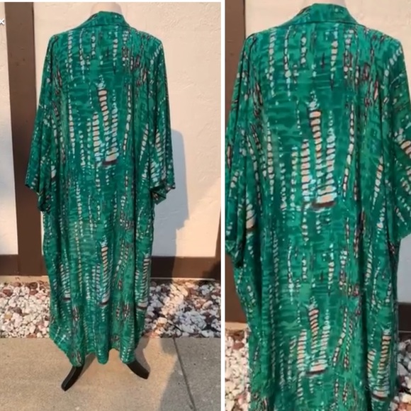 Last 1 New Bohemian Tie Dye Kimono Duster Wrap Jacket Robe Swim Coverup - Picture 4 of 6